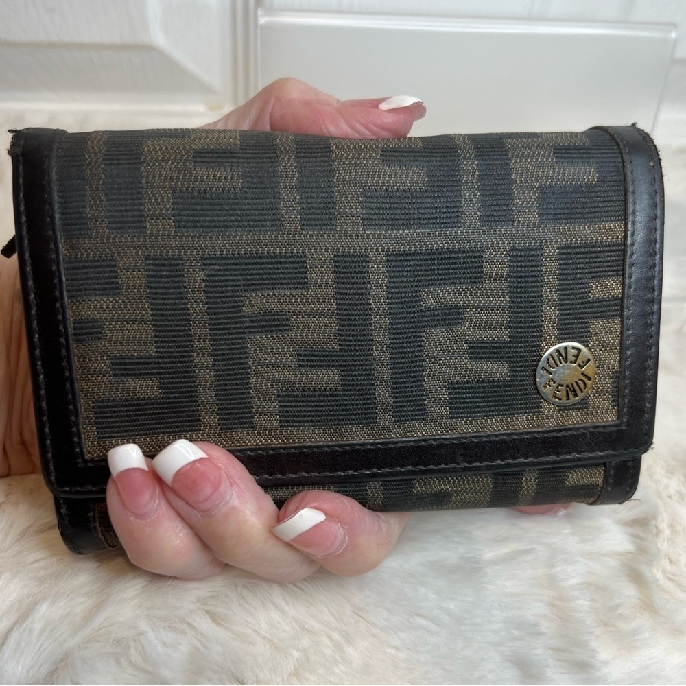FENDI MONOGRAM ZUCCA CANVAS LEATHER WALLET
